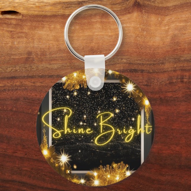 Shine Bright Circular Metal Key Ring (Front)