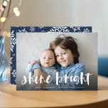 Shine Bright | Full Photo Hanukkah Holiday Card<br><div class="desc">Festive Hanukkah photo card features your favourite horizontal or landscape orientated photo in full bleed,  with "shine bright" overlaid in white hand lettered brush typography. Personalise the front of the card with your names and short holiday message.</div>