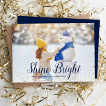 Shine Bright | Glitz Faux Glitter Photo Overlay Holiday Card<br><div class="desc">Affordable custom printed holiday photo cards with simple templates for customisation. This chic modern design has a faux glitter confetti border and stylish calligraphy text. The wording says "Shine Bright - Happy Hanukkah". Personalise it with your photos and add your family name and the year. Reverse side has space for...</div>