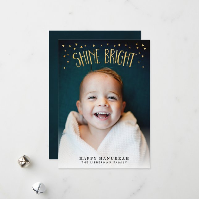 Shine Bright Hanukkah Photo Card (Front/Back In Situ)