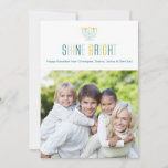 Shine Bright Hanukkah Photo Card<br><div class="desc">This clean,  modern Hanukkah photo card features a "Shine Bright" sentiment and places for your custom holiday message and personalised photo.</div>