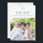 Shine Bright Hanukkah Photo Card<br><div class="desc">This clean,  modern Hanukkah photo card features a "Shine Bright" sentiment and places for your custom holiday message and personalised photo.</div>