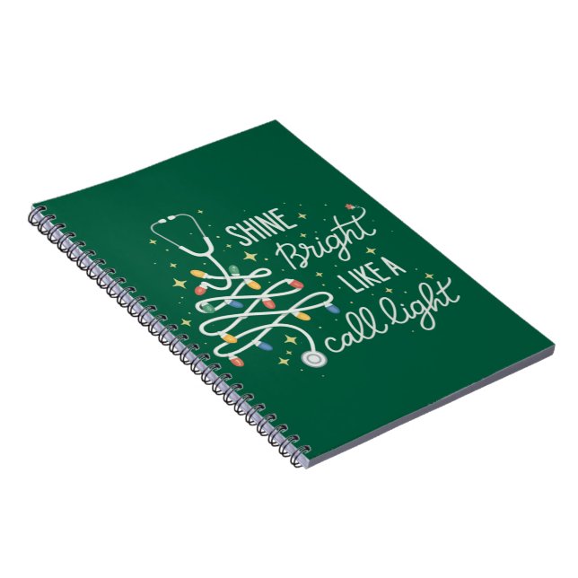 Shine Bright Like A Call Night Nurse Christmas Fun Notebook (Right Side)