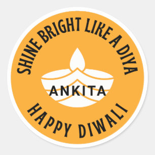 Shine bright like a Diya customisable Diwali  Classic Round Sticker