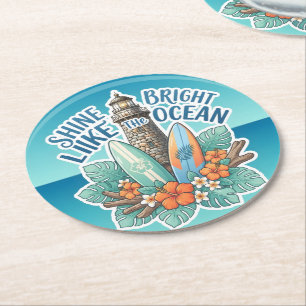 Shine Bright Like The Ocean Round Paper Coaster