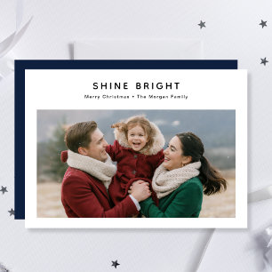 Shine Bright Modern Minimalist Christmas Photo Holiday Card