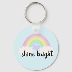 Shine Bright Pastel Watercolor Rainbow Key Ring