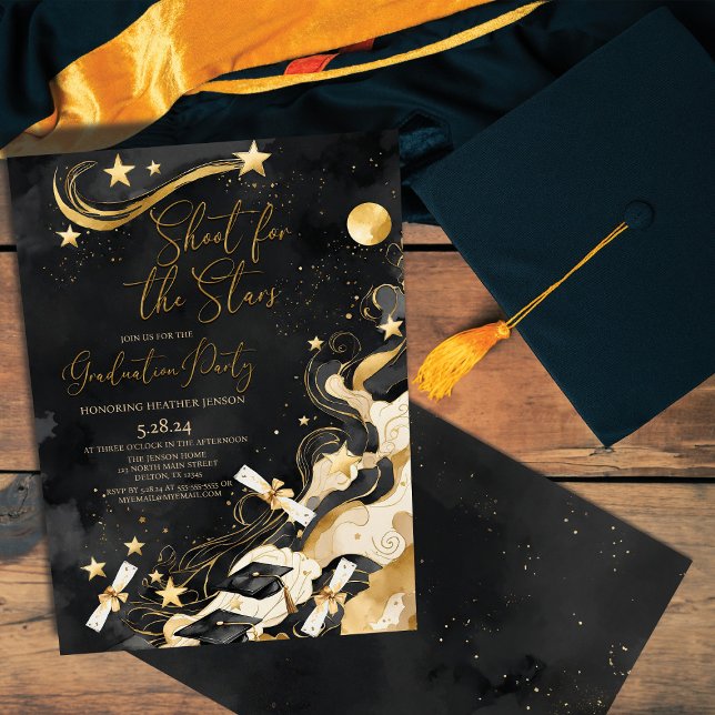 Shine Bright: Shoot for the Stars Graduation Party Invitation (Creator Uploaded)