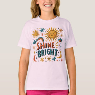 Shine Bright Sun & Rainbow Doodle T-Shirt – Positi