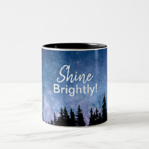 Shine Brightly Motivational Quote Stars Sky Two-Tone Coffee Mug