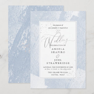 Shine, Dusty Blue Watercolor+Faux Metallic Invitation
