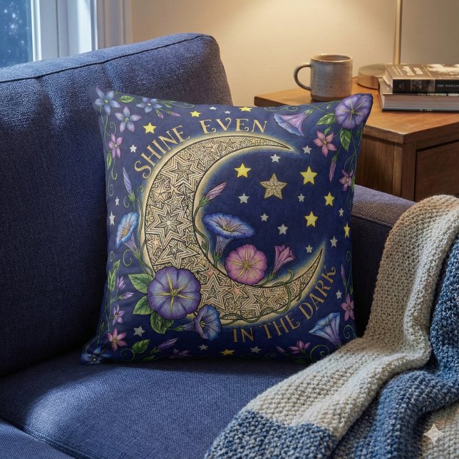 Shine Even In The Dark Throw Pillow (Encourage someone to shine with this, "Shine even in the dark" throw pillow! )