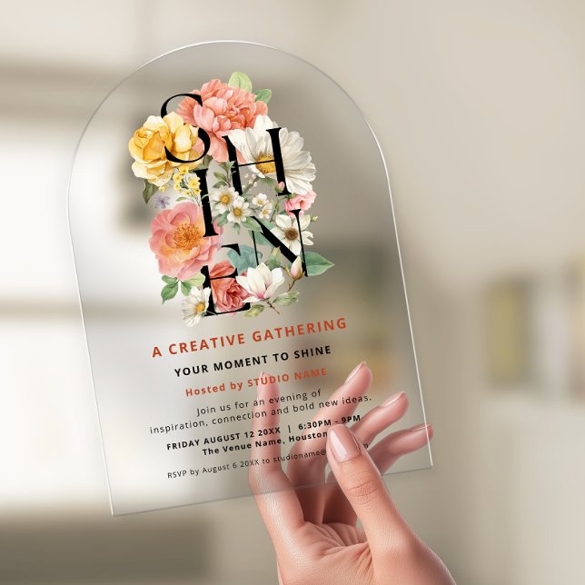SHINE Floral Creative Corporate Event Acrylic Invitations (Creator Uploaded)
