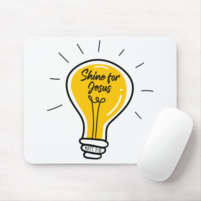 Shine for JESUS – Matthew 5:16 Sunday School  Mouse Mat (With Mouse)
