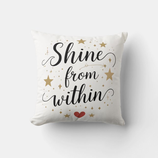 Shine From Within – Celestial Self-Love Quote Cushion (Front)