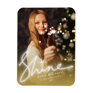 Shine Glow Handwriting Script Gold Ombre Photo Magnet