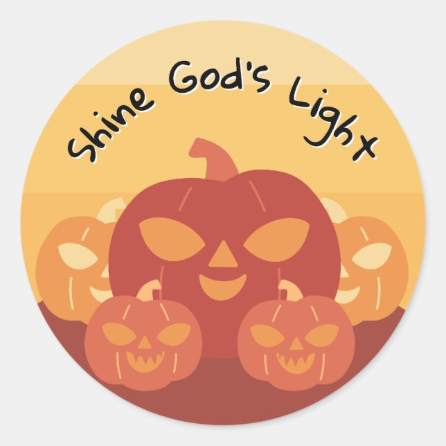 Shine God’s Light Pumpkin  Classic Round Sticker (Front)