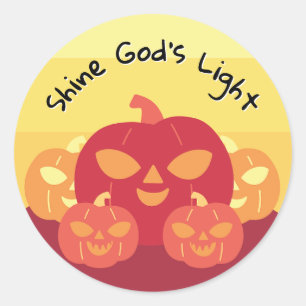 Shine God’s Light Pumpkin Classic Round Sticker
