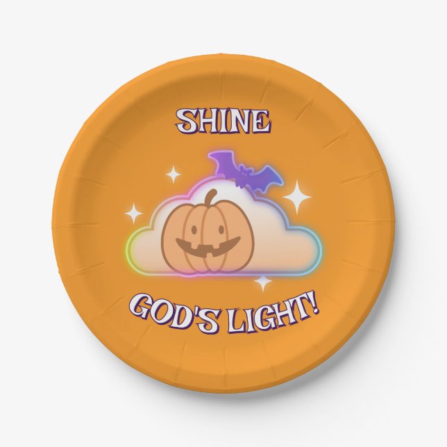 Shine God's Light Personalised Christian Halloween Paper Plate (Front)
