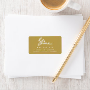 Shine Handwrite Script Gold Holiday Address Labels