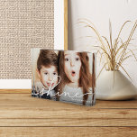 Shine | Hanukkah Photo Block<br><div class="desc">Elegant and simple Hanukkah photo block creates a beautiful holiday keepsake for your home. Add a favourite photo with "shine" overlaid in white handwritten calligraphy script. Personalise with your custom caption, your name(s) or the year.</div>
