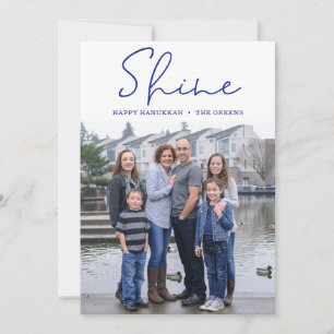 Shine Happy Hanukkah Blue Photo Holiday Card