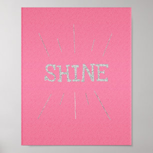 Shine Hot Pink with Silver Glitter  Poster