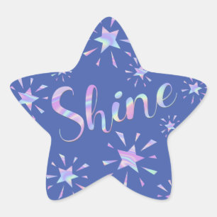 Shine Inspirational Quote with Rainbow Text Star Sticker
