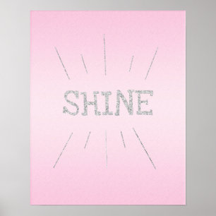 Shine Light Pink with Silver Glitter Poster