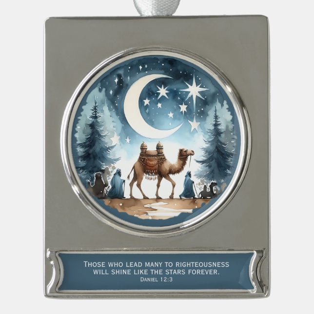 Shine Like the Stars – Journey Beneath Moonlight  Silver Plated Banner Ornament (Front)