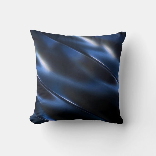 Shine Metallic Blue Abstract Cushion (Front)