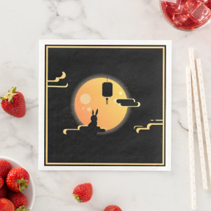 Shine Moon Rabbit- Black Sky Mid-Autumn Festival Napkin