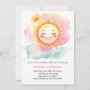 Shine On Little One Sunshine Girl Baby Shower Invitation