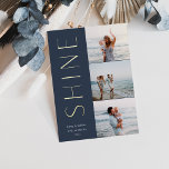 Shine On | Modern 3 Photo Collage Hanukkah Foil Holiday Card<br><div class="desc">A chic and elegant Hanukkah card design featuring three photos aligned at the right in a vertical layout. "Shine" appears alongside your photo in modern gold foil type. Personalise with your family name and custom Hanukkah greeting beneath for the perfect finishing touch to these cool minimalist holiday photo cards.</div>