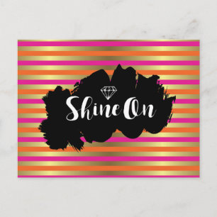 Shine On Pink, Pink & Faux Gold Metallic Stripe Postcard