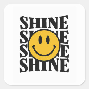 SHINE Retro Smiley Face Bold Typography Sticker
