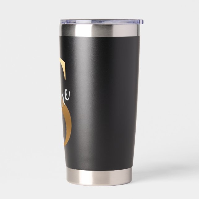 Shine S, Black Insulated Tumbler, Gold Monogram Insulated Tumbler (Left)