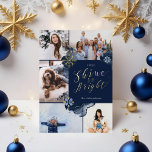 Shine So Bright & Navy Gold Agate Ink Five Photo Foil Holiday Card<br><div class="desc">Our starry golden jewel abstract winter night gold foil Christmas collection captures royal opulence with a modern abstract twist. Deep navy blues, golden jewel tones, and hints of blue shades create an elegant winter night ambiance. Design features 5 photo collage layouts to display your special family holiday Christmas photos. Our...</div>