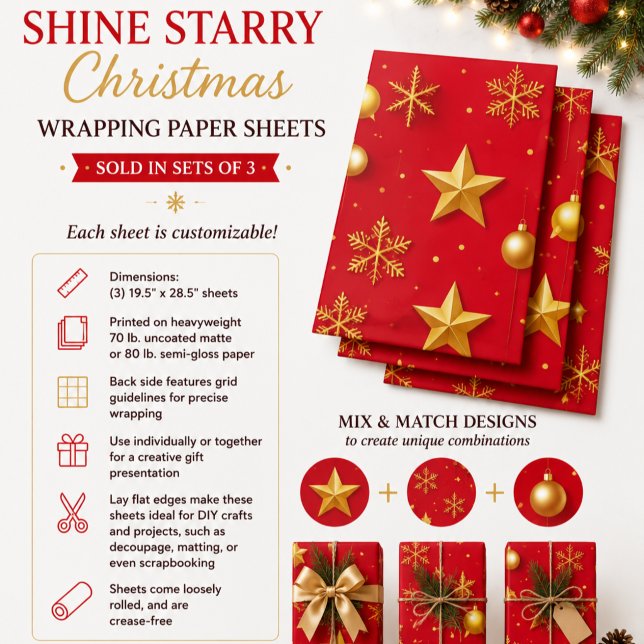 Shine Starry Christmas Wrapping Paper Sheet (Creator Uploaded)
