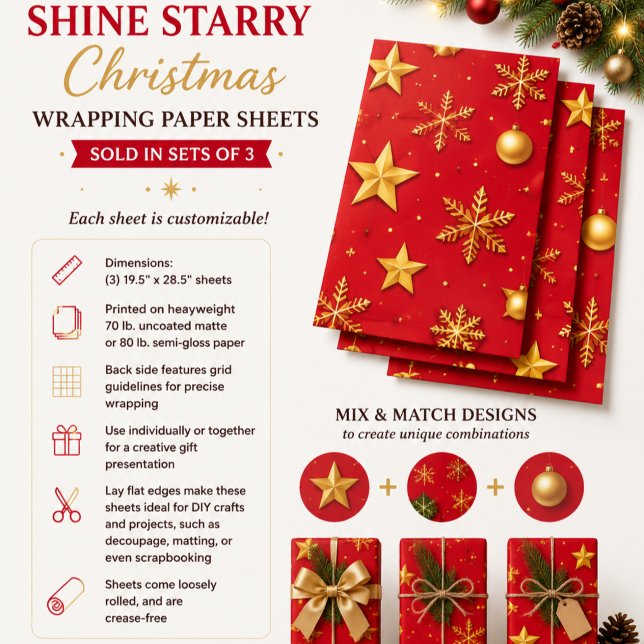 Shine Starry Christmas Wrapping Paper Sheet (Creator Uploaded)