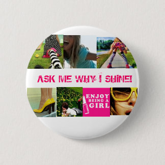 SHiNE Testimony Pin! 6 Cm Round Badge