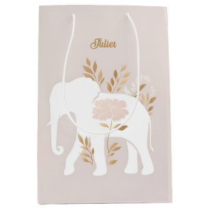 shine white elephant medium gift bag