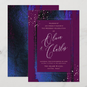 Shine, Winter Blue Brush Strokes+Cassis Invitation