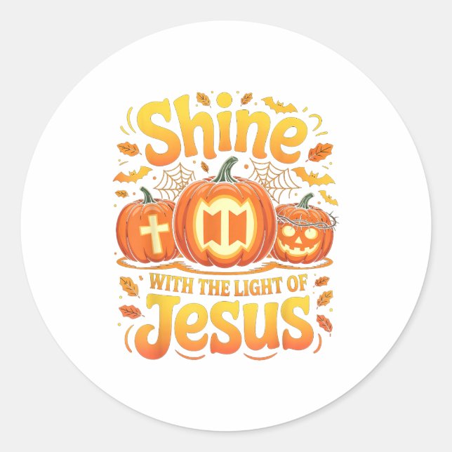 Shine With The Light Of Jesus Christian Halloween  Classic Round Sticker (Front)