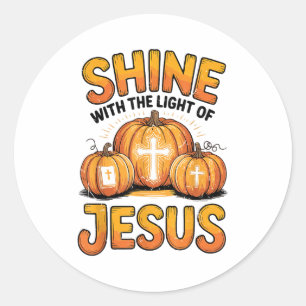 Shine With The Light Of Jesus Halloween Christian  Classic Round Sticker