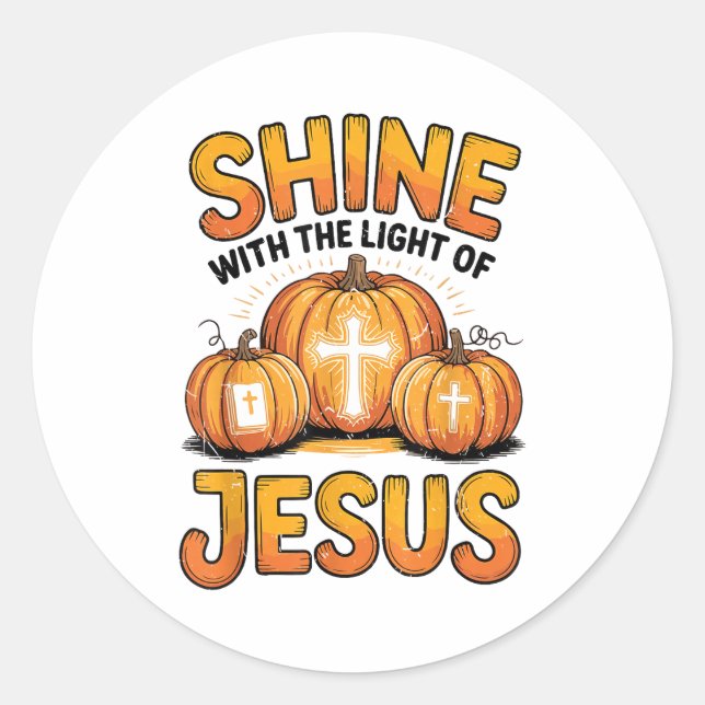 Shine With The Light Of Jesus Halloween Christian  Classic Round Sticker (Front)