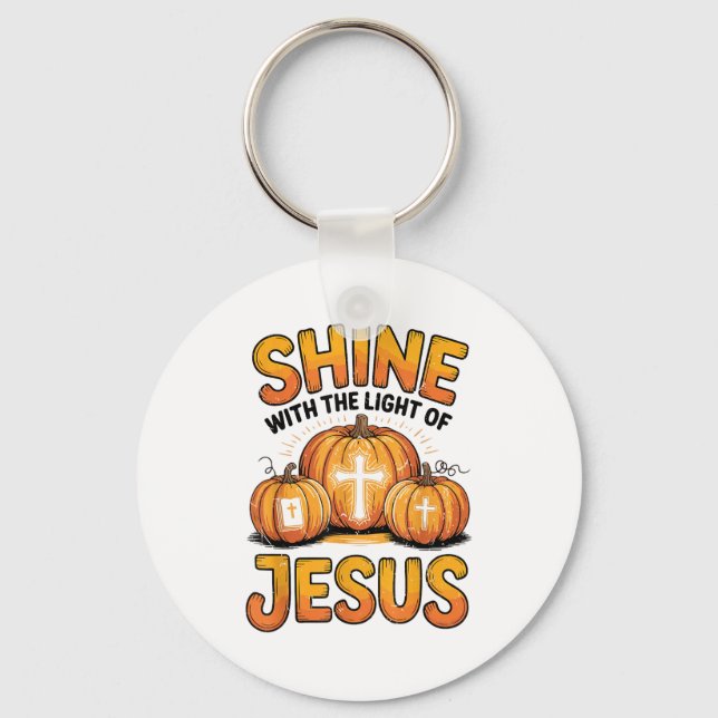 Shine With The Light Of Jesus Halloween Christian  Key Ring (Front)