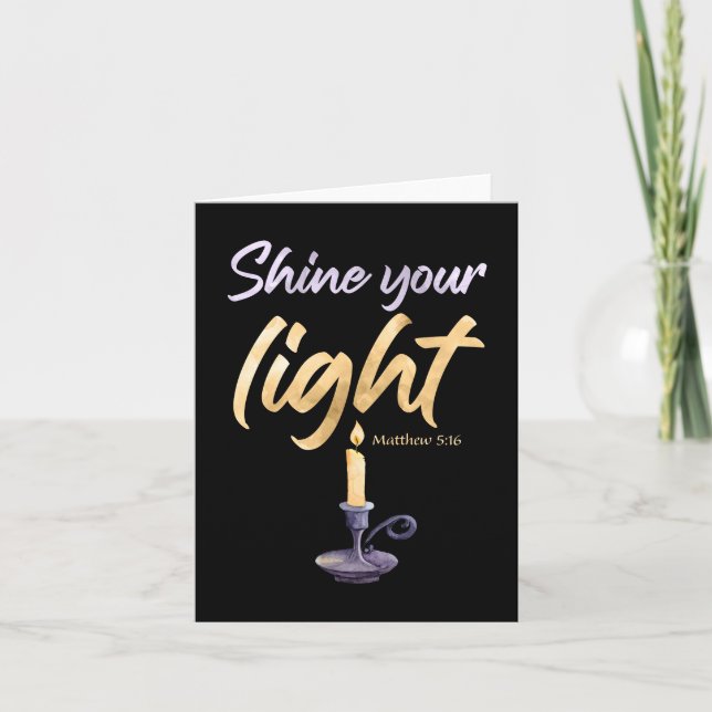Shine Your Light Matthew 5:16 Women & Girls Faith Thank You Card (Front)