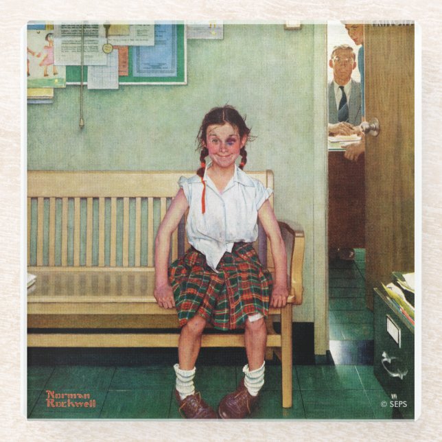 Shiner or Outside the Principal's Office Glass Coaster (Front)