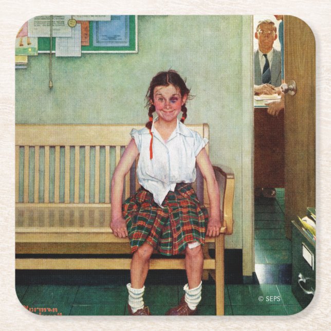 Shiner or Outside the Principal's Office Square Paper Coaster (Front)